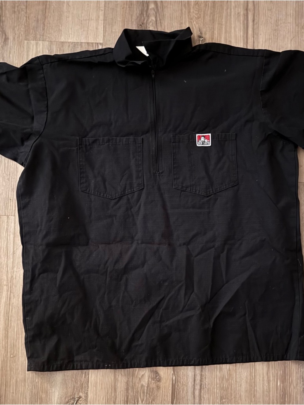 Vintage Ben Davis Half Zip Short Sleeve Work Shirt Talon Zipper Mens Size XL USA